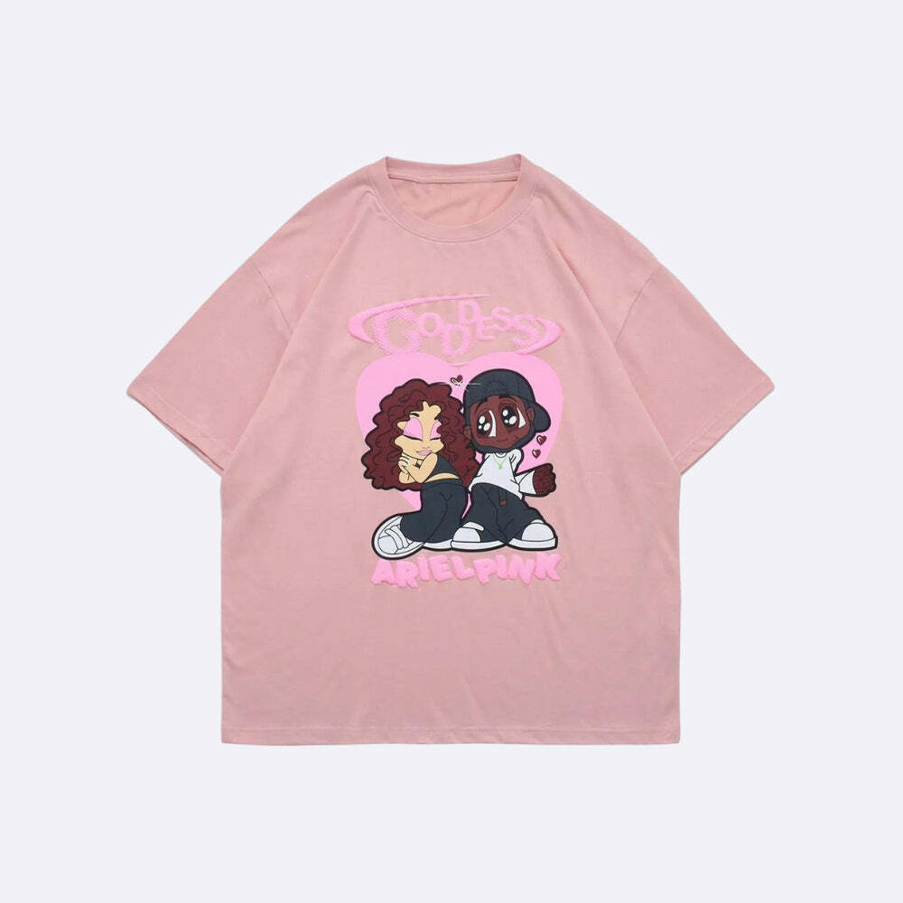 Aesthetic Y2K Couple Tee - Vintage-Inspired Graphic Shirt for Trendy Summer Outfits