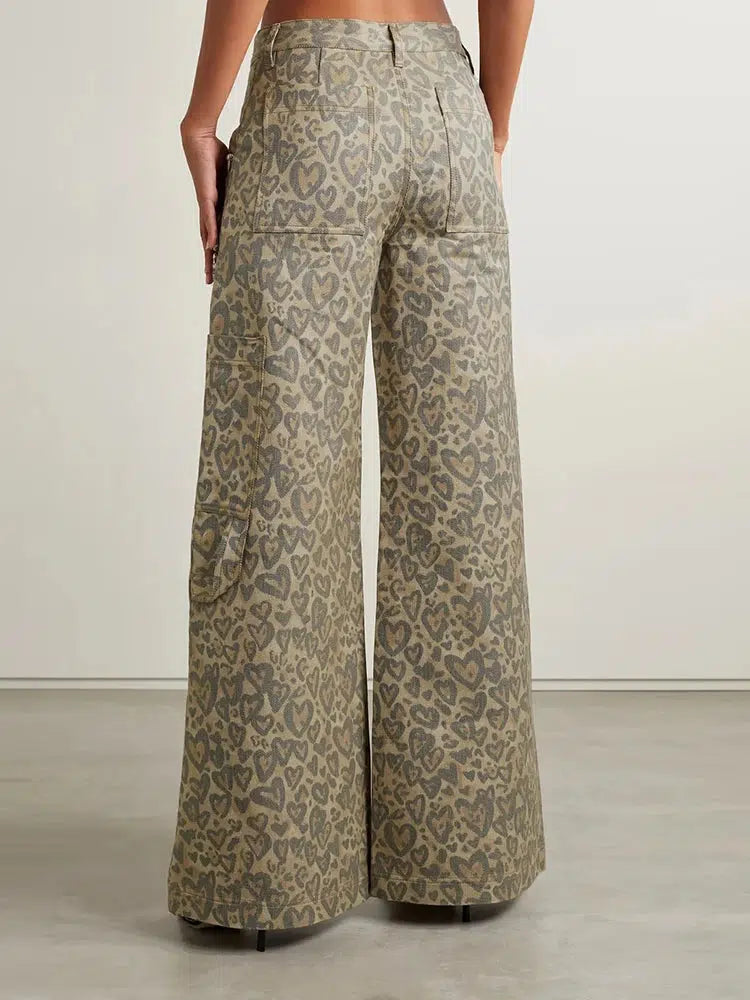 Baddie Y2K Leopard Cut-Out Cargo Pants for Trendy Summer Outfits and Grunge Aesthetic