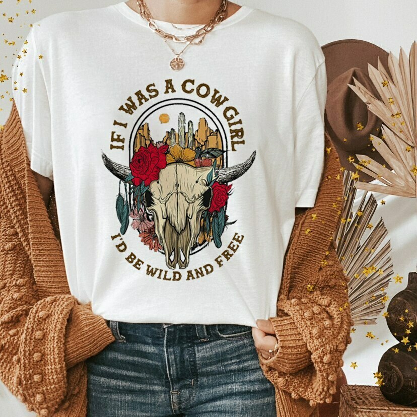 Boho Cow Skull Shirt with Leopard Print - Y2K Aesthetic Short Sleeve Western Top