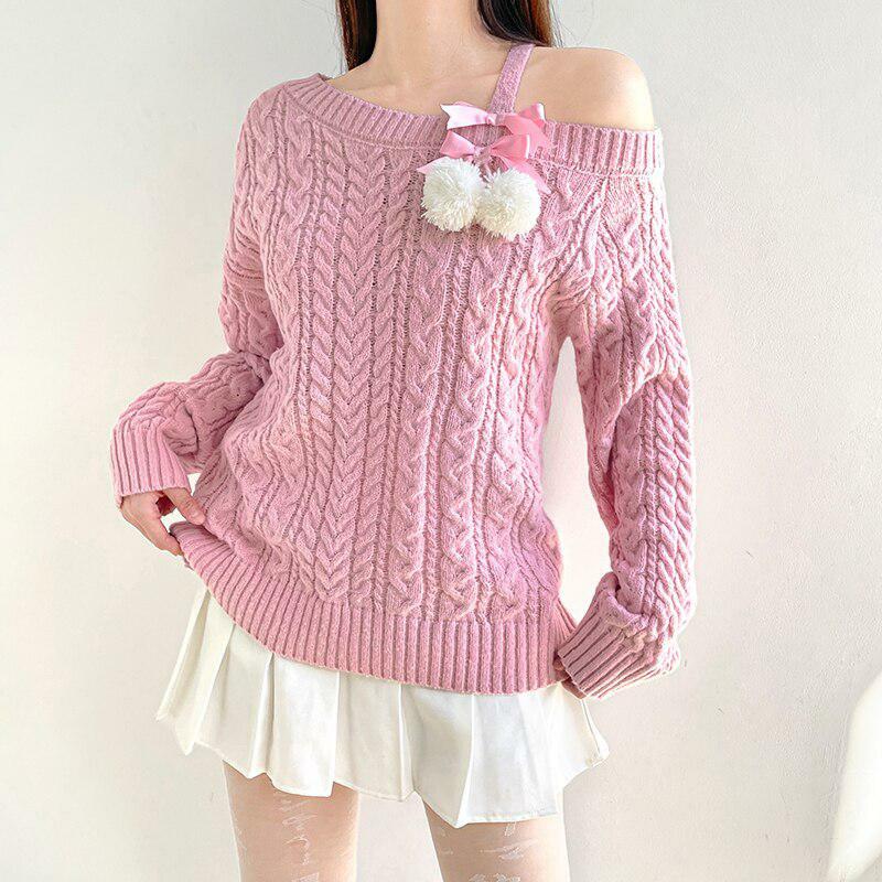 Chic Coquette Cut-Out Knit Sweater for Y2K Aesthetic and 90s Fashion Lovers