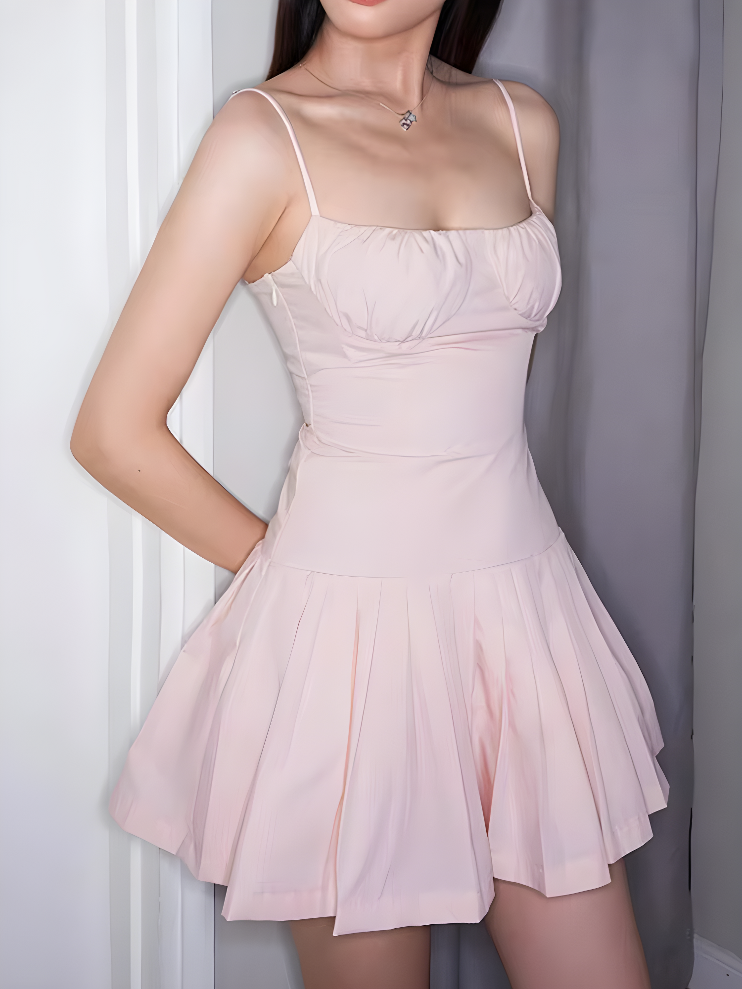 Chic Pleated Pink Mini Dress for Y2K Aesthetic Summer Outfits and Stylish Occasions