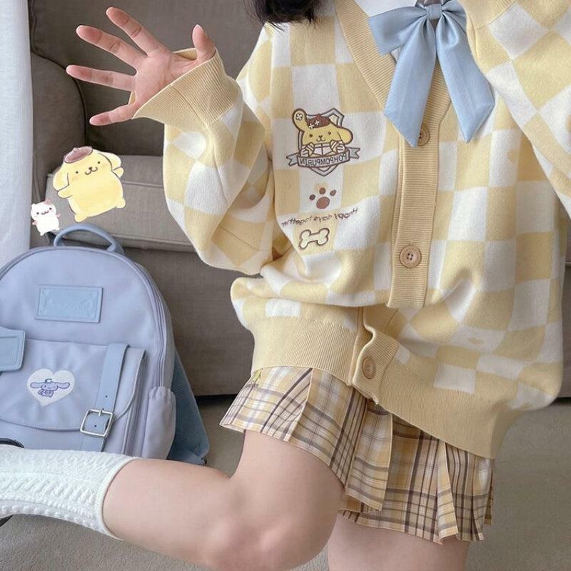 Chic Pompurin Yellow Cardigan - Y2K Inspired Layering Essential for Summer Outfits