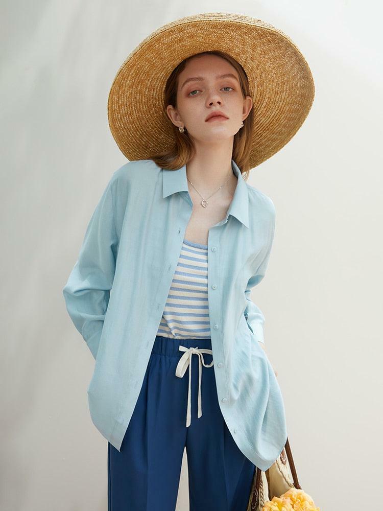 Chic Y2K-Inspired Soft Color Button-Up Shirt for Effortless Summer Style