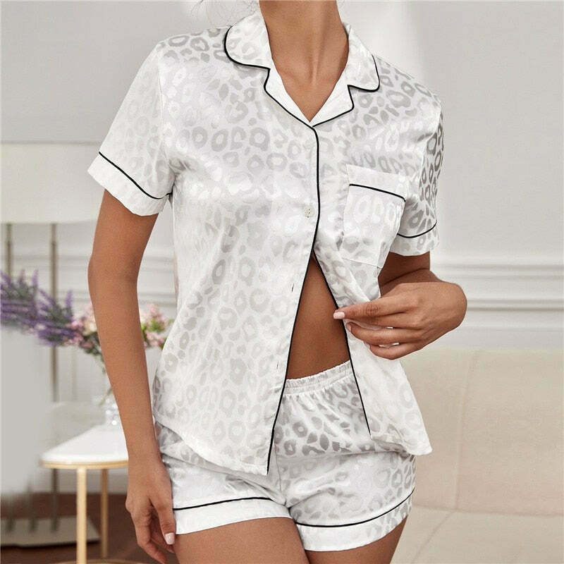 Chic Y2K Satin Silk Pajama Set - Coquette Aesthetic Sleepwear for Cozy Nights