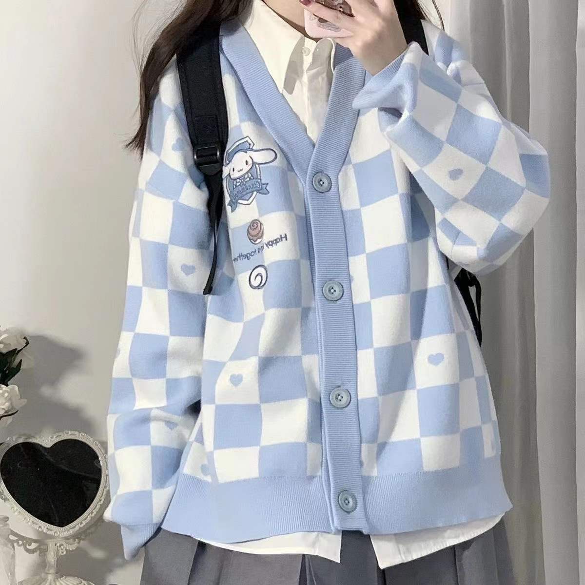 Cinnamoroll Y2K-Inspired Buttoned Blue Cardigan for Cozy Summer Aesthetic Outfits