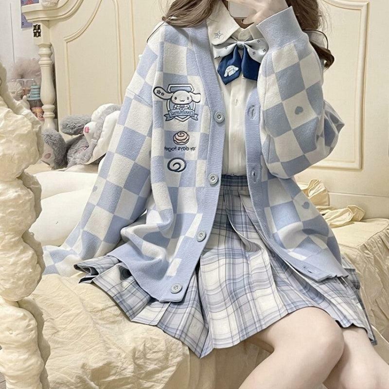 Cinnamoroll Y2K-Inspired Buttoned Blue Cardigan for Cozy Summer Aesthetic Outfits