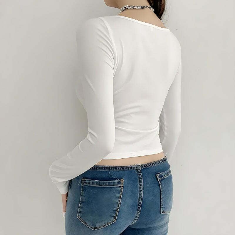 Coquette Aesthetic Bow Open Front Top - Y2K Inspired Cute Crop for Effortless Style