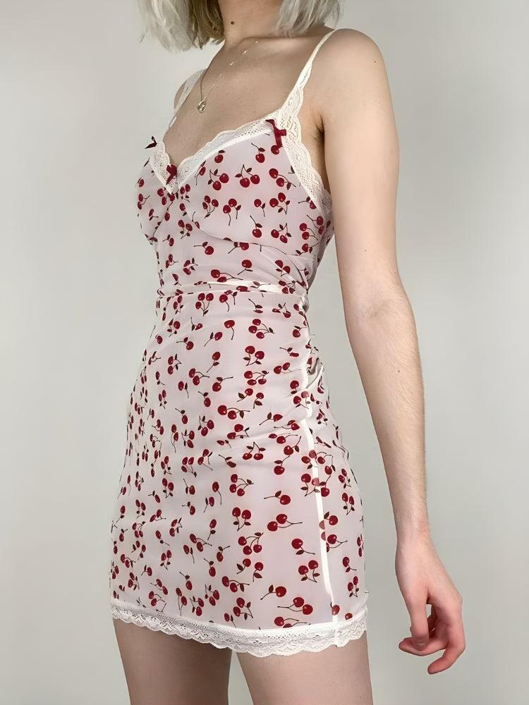 Coquette Aesthetic Cherry Mini Dress - Y2K Inspired Summer Fashion for Effortless Style