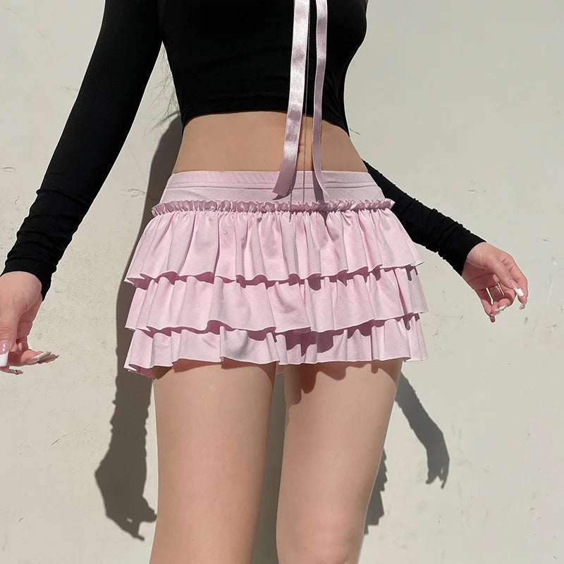 Coquette Layered Bow Mini Skort - Y2K Aesthetic Summer Fashion for Effortless Style