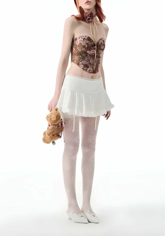 Coquette Ruffled Lace Mini Skirt - Y2K Aesthetic Summer Fashion Essential for Cute Outfits