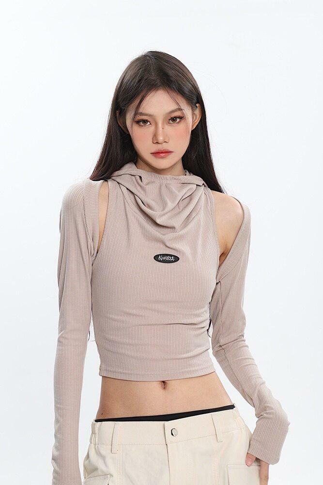 Cowl Neck Cut-Out Crop Top - Y2K Aesthetic Summer Essential for Trendy Outfits