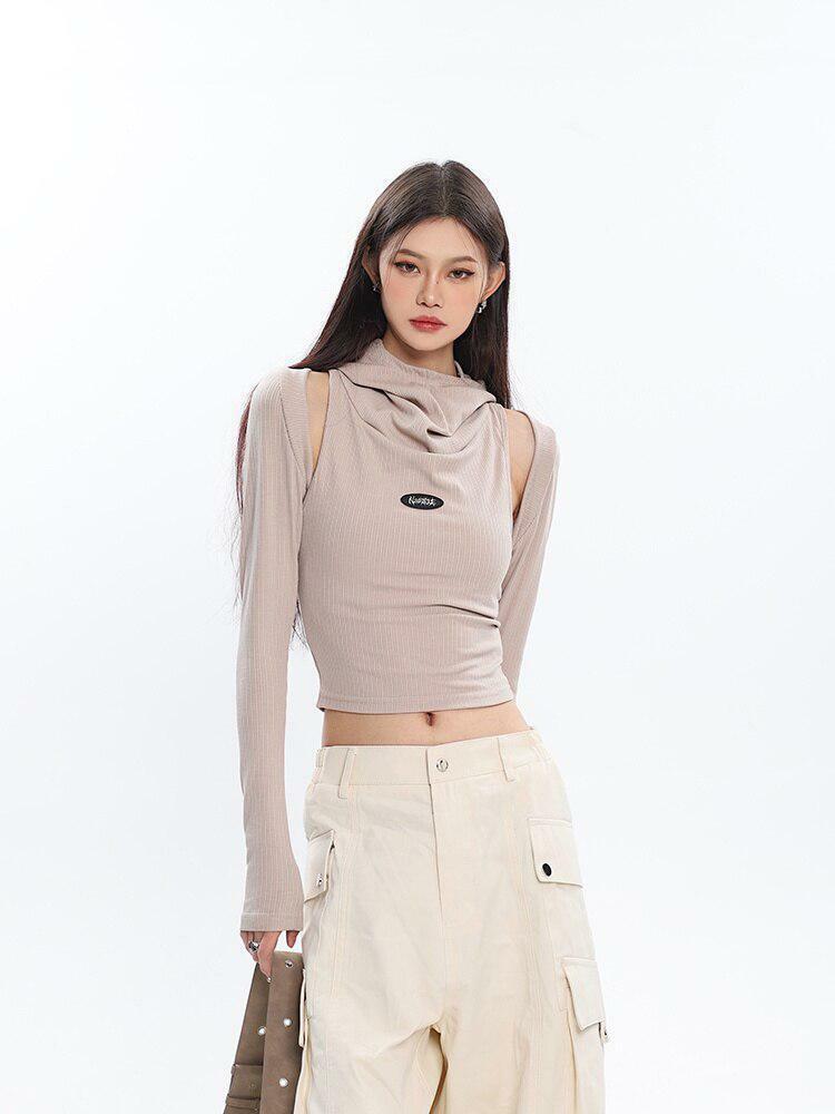 Cowl Neck Cut-Out Crop Top - Y2K Aesthetic Summer Essential for Trendy Outfits