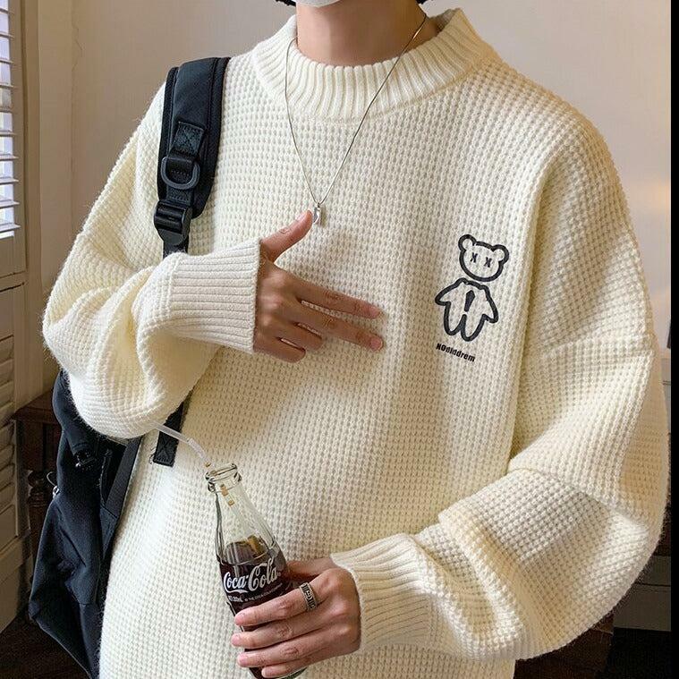 Cozy Y2K Soft Boy Bear Sweater - Trendy Grunge Aesthetic for Effortless Style