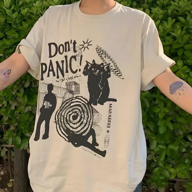 Don't Panic Y2K Graphic Tee - Trendy 90s Inspired Casual Wear for Effortless Style