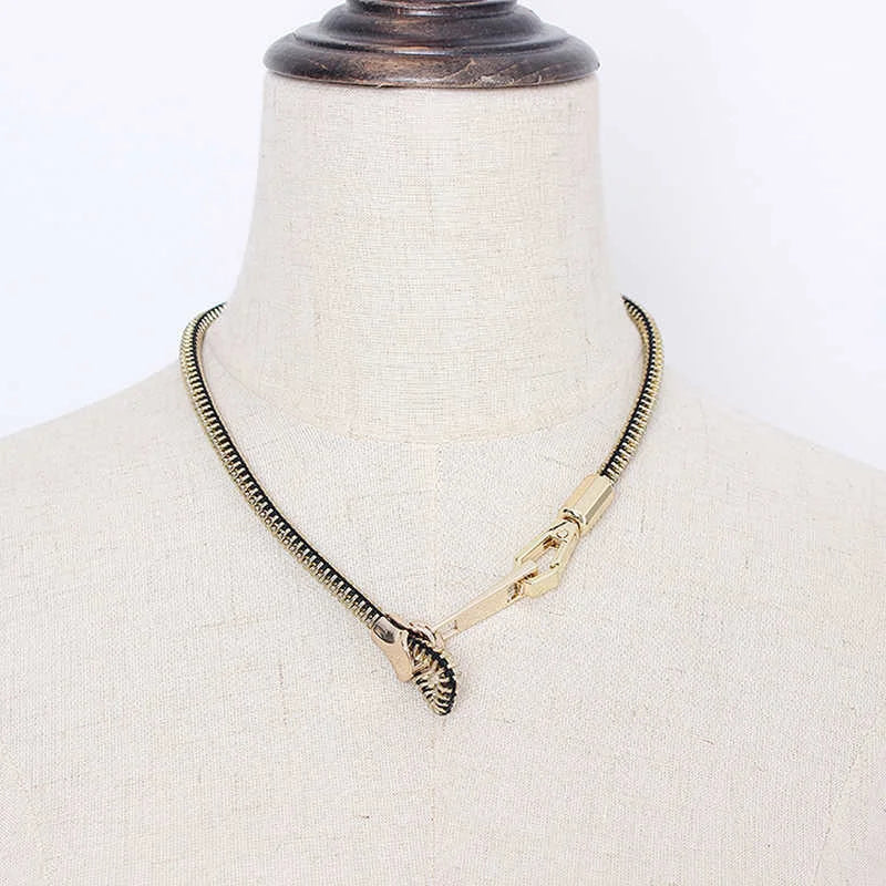 Edgy Y2K-Inspired Adjustable Zipper Necklace for Trendy Summer Outfits and Aesthetic Looks