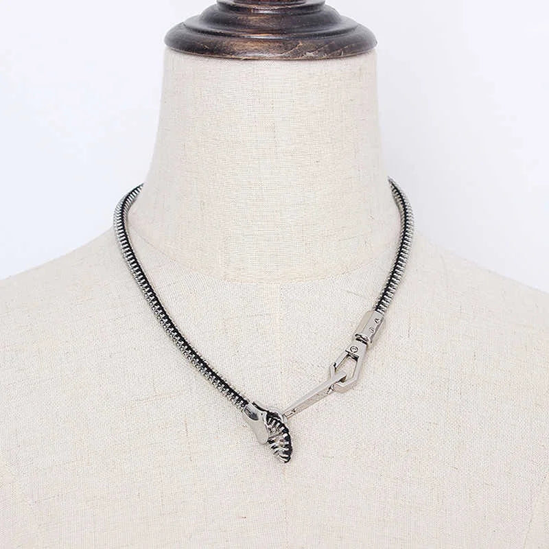 Edgy Y2K-Inspired Adjustable Zipper Necklace for Trendy Summer Outfits and Aesthetic Looks