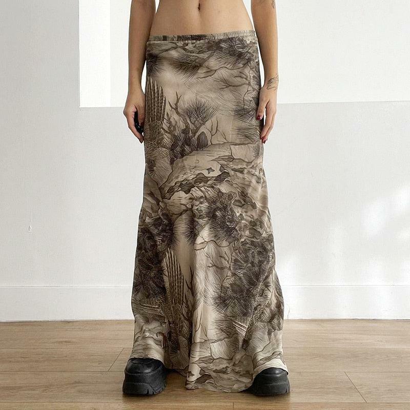 Fairy Grunge Aesthetic Maxi Skirt for Y2K Summer Outfits and Boho Vibes