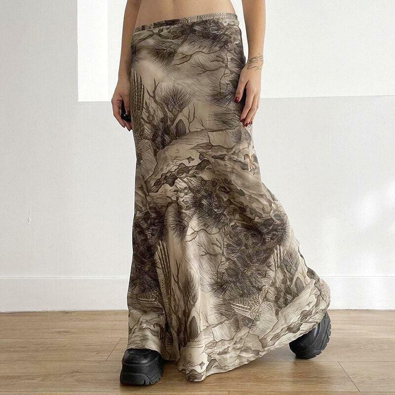 Fairy Grunge Aesthetic Maxi Skirt for Y2K Summer Outfits and Boho Vibes