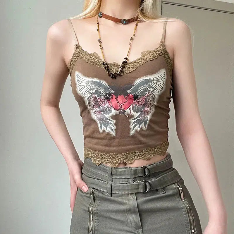 Fairy Grunge Angel Wings Crop Top - Y2K Aesthetic for Summer Outfits & Festival Vibes