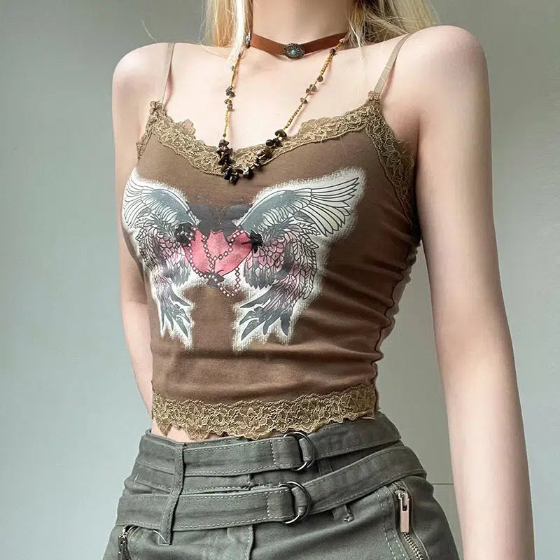 Fairy Grunge Angel Wings Crop Top - Y2K Aesthetic for Summer Outfits & Festival Vibes