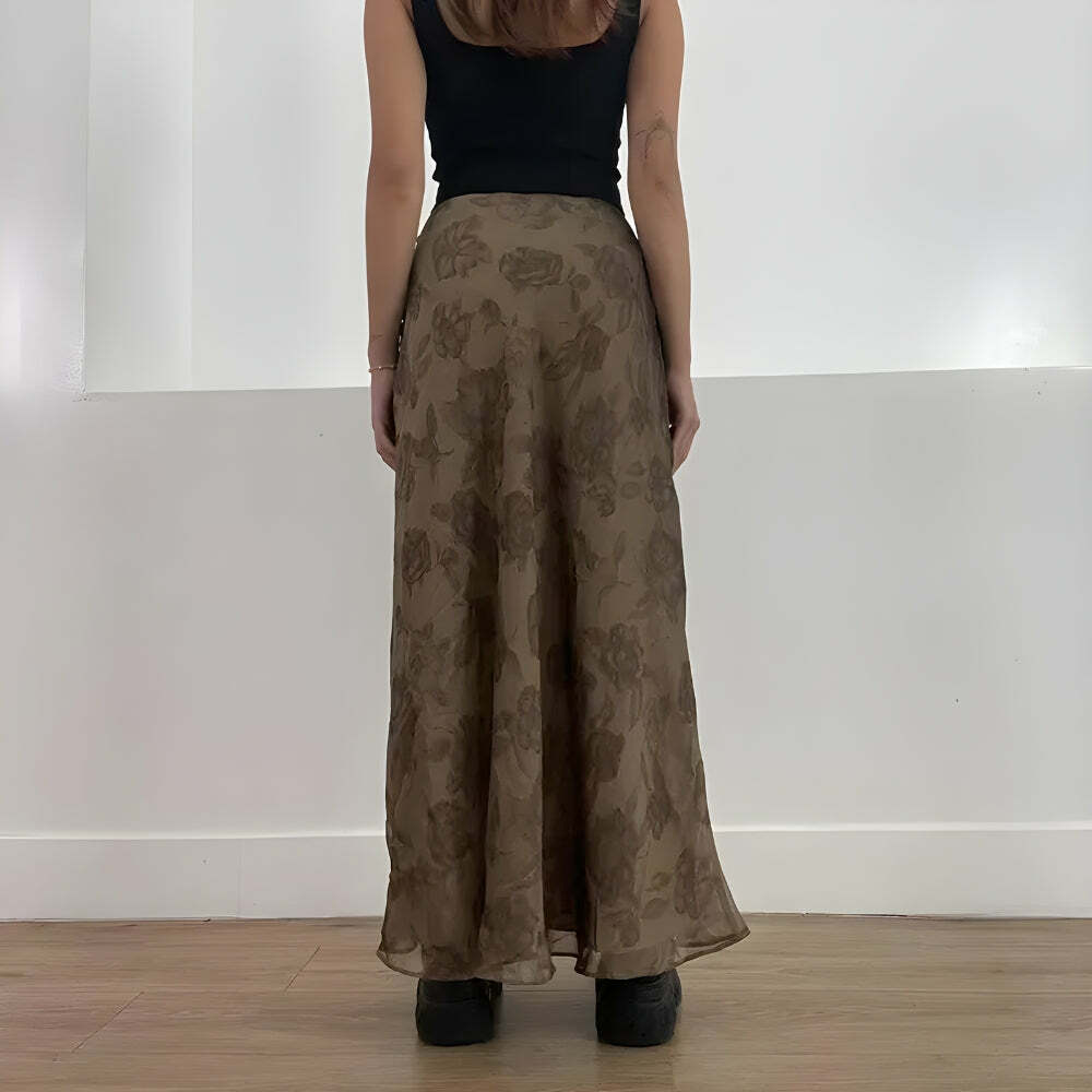 Fairy Grunge Floral Maxi Skirt - Y2K Aesthetic Summer Outfit with Boho Vibes