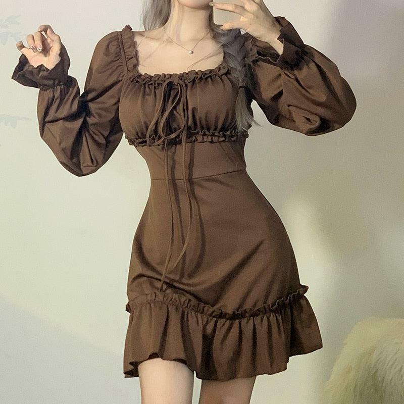 Fairy Grunge Ruffled Mini Dress - Y2K Aesthetic Summer Outfit with Flirty Vibes