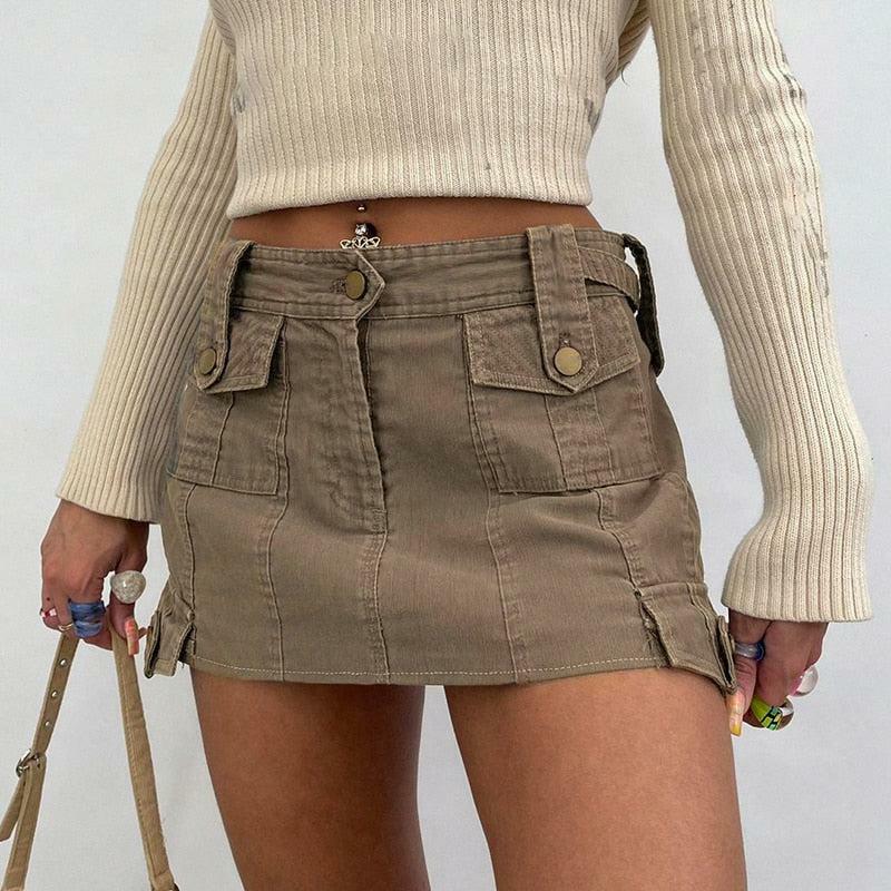 Fairy Grunge Y2K Cargo Mini Skirt - Trendy 90s Aesthetic for Effortless Summer Style