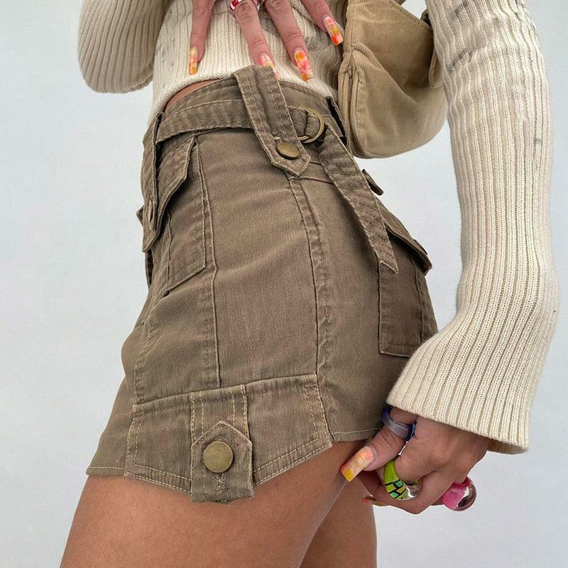 Fairy Grunge Y2K Cargo Mini Skirt - Trendy 90s Aesthetic for Effortless Summer Style