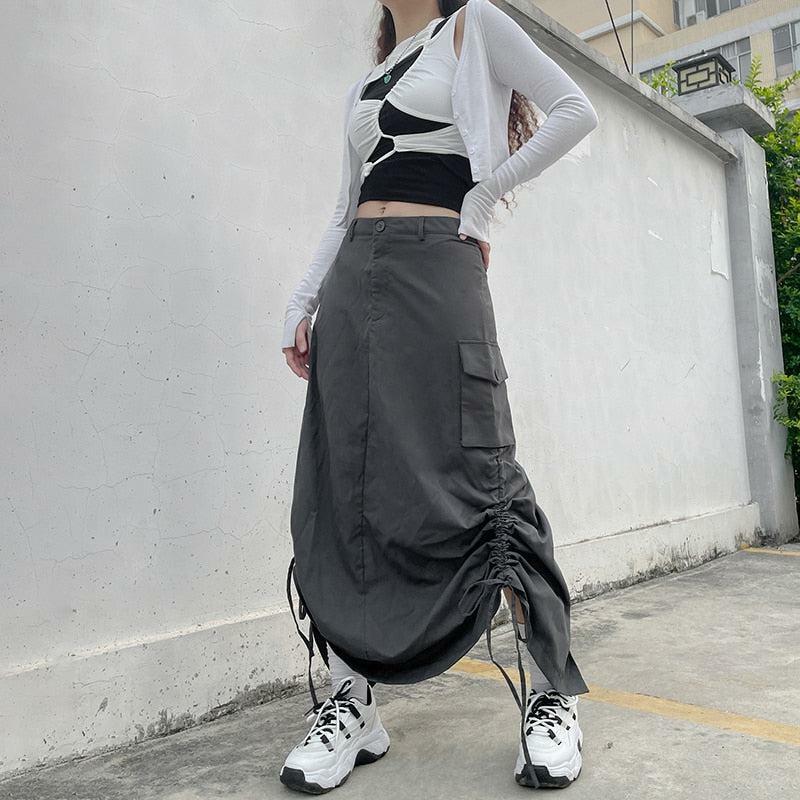 Fairy Grunge Y2K Parachute Maxi Skirt - Trendy Layered Style for Summer Outfits