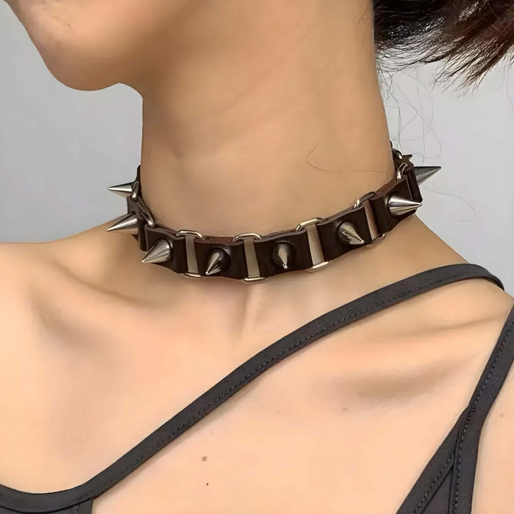 Gothic Barbed Choker Necklace - Edgy Y2K Grunge Accessory for Statement Outfits