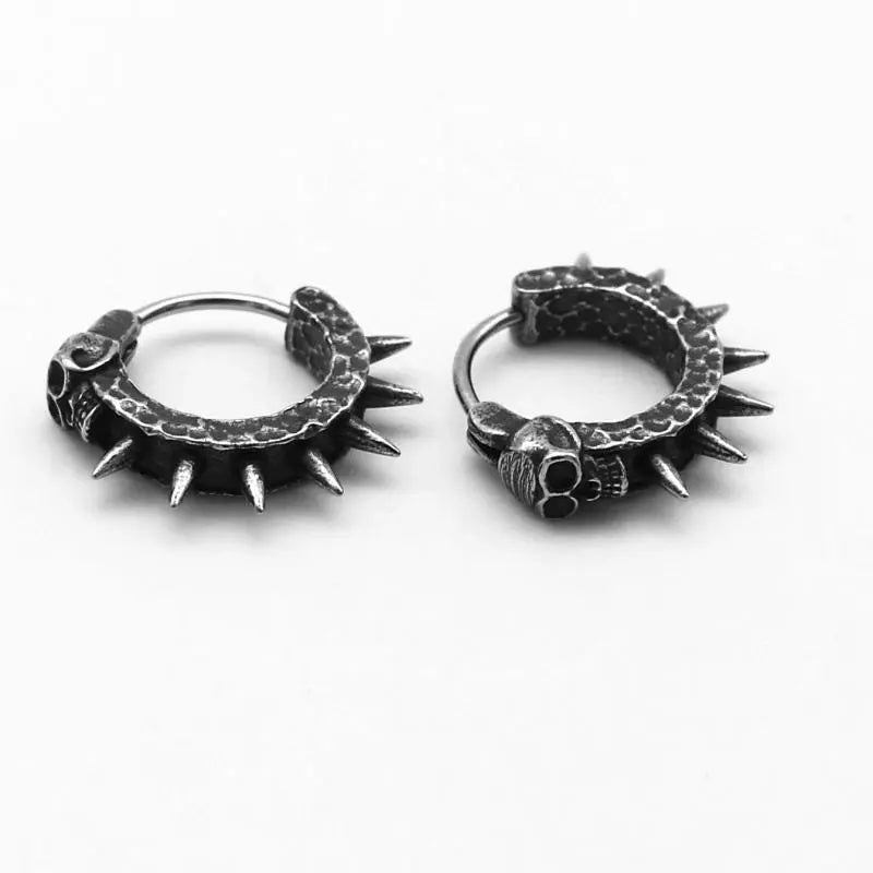 Gothic Spiked Hoop Earrings for Y2K Fashion Lovers - Edgy Grunge Aesthetic Jewelry