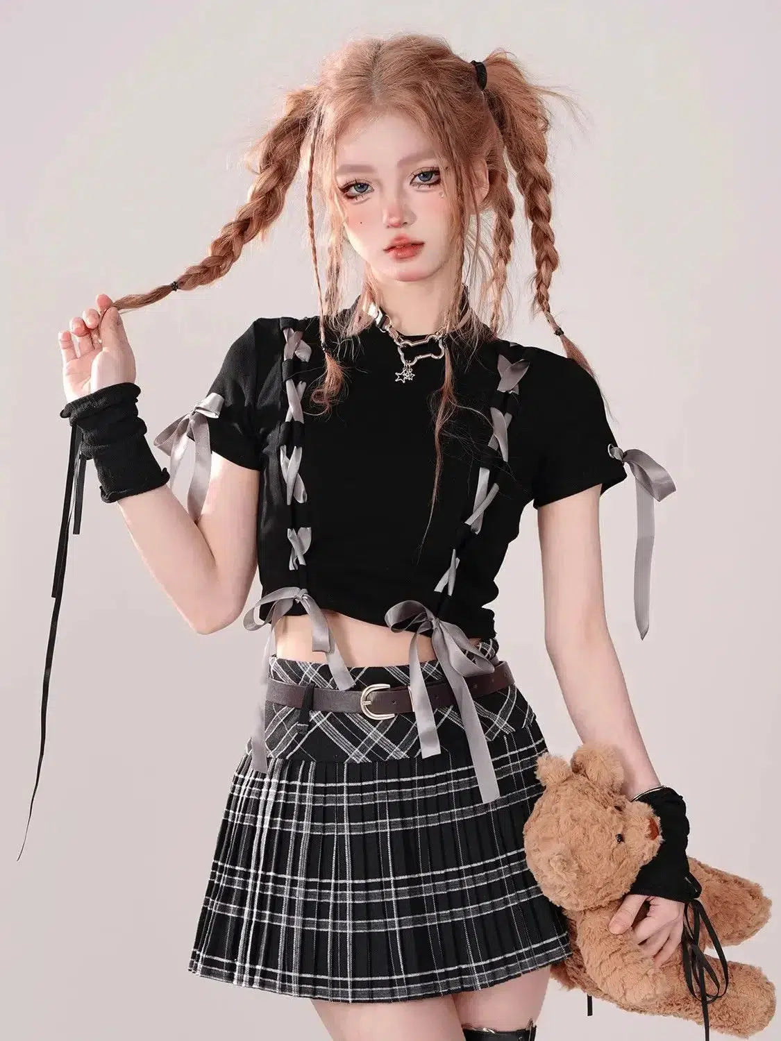 Grunge Coquette Lace-Up Crop Top: Y2K Aesthetic for Effortless Summer Style