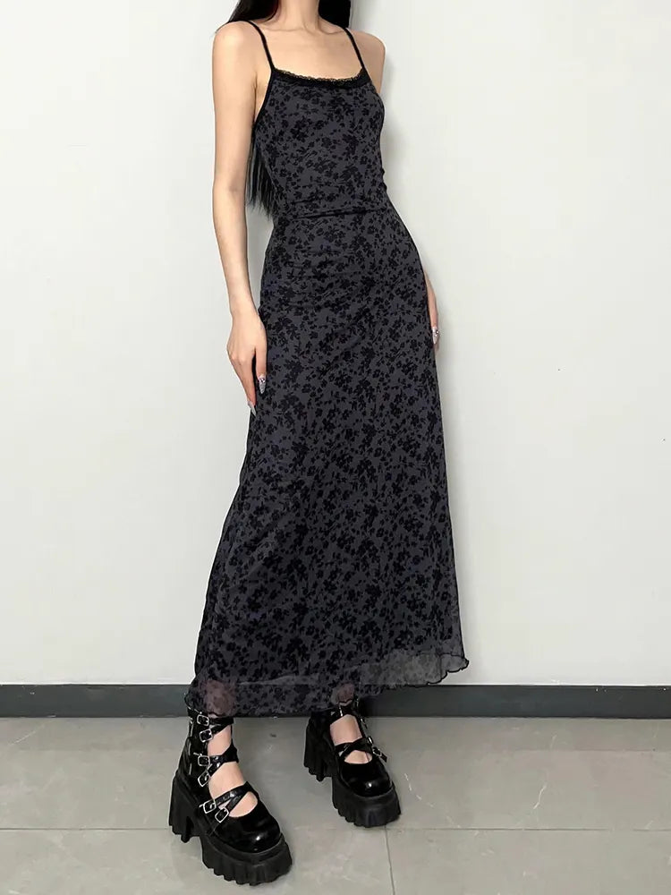 Grunge Floral Maxi Dress: Y2K Aesthetic Summer Style for Effortless Chic Vibes