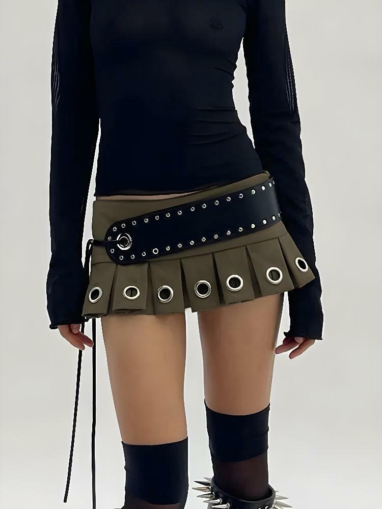 Grunge-Inspired Belted Mini Skirt for Y2K Aesthetic Summer Outfits and 90s Fashion Vibes