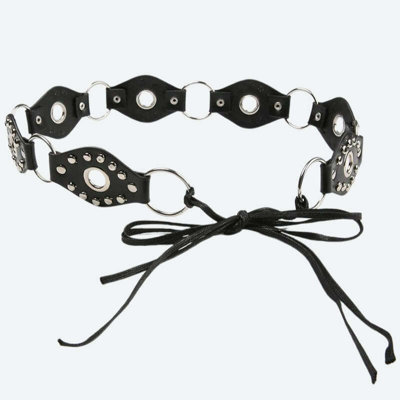 Grunge-Inspired Faux Leather Lace-Up Belt for Y2K and 90s Fashion Aesthetic Outfits