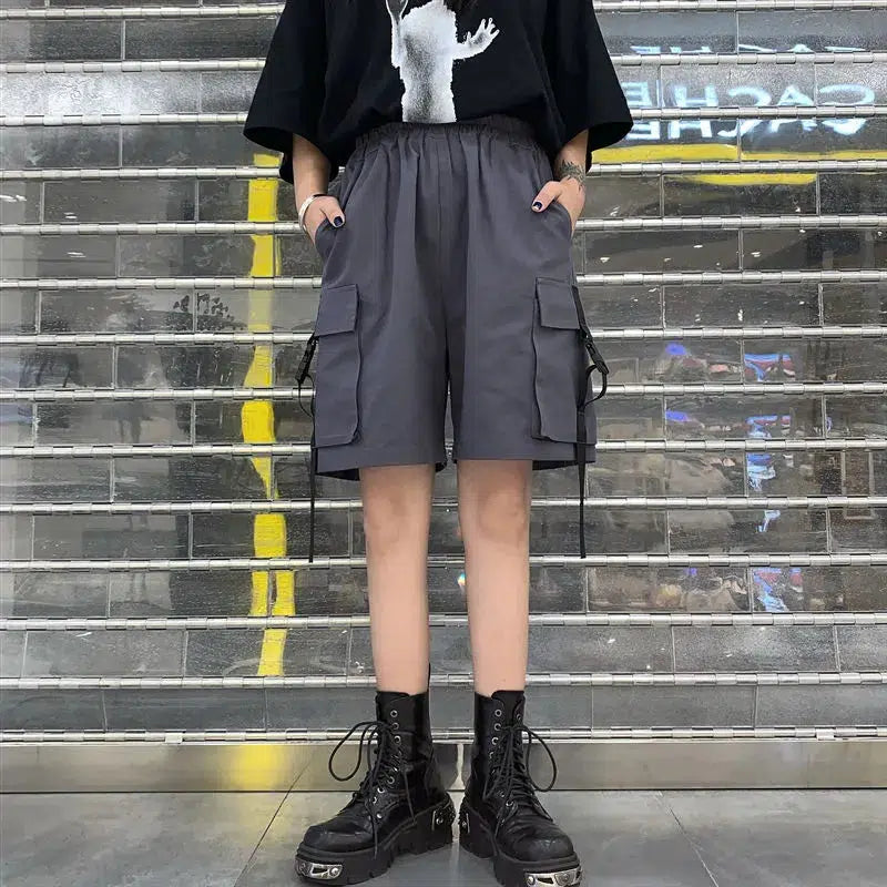 Grunge-Inspired Wide Leg Cargo Shorts for Effortless Y2K Summer Style