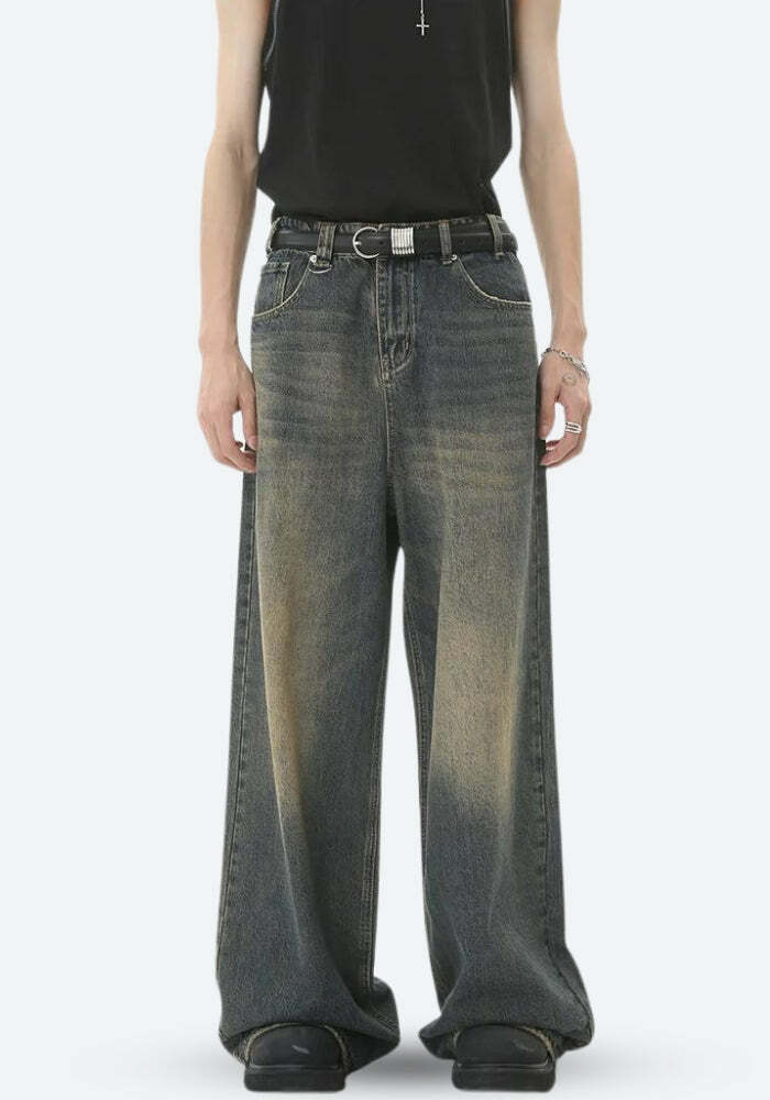 Grunge-Inspired Wide Leg Jeans for Effortless Y2K Style and Vintage Vibes