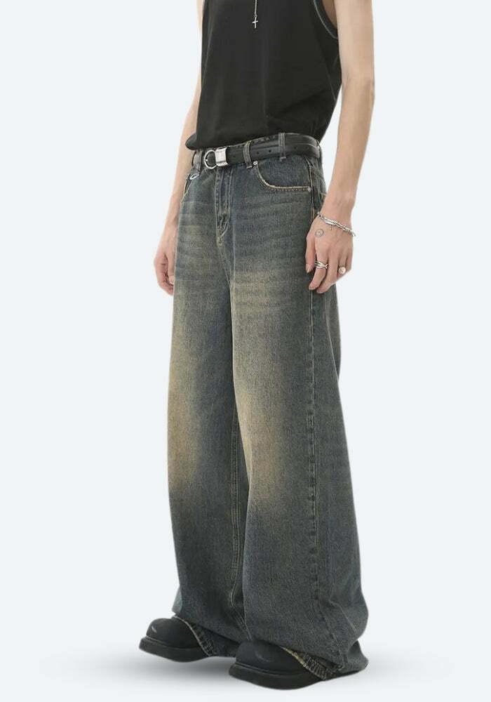 Grunge-Inspired Wide Leg Jeans for Effortless Y2K Style and Vintage Vibes