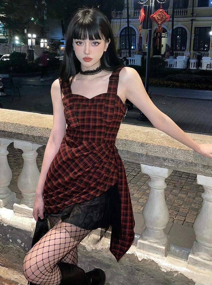 Grunge Plaid Mini Dress: Y2K Aesthetic Summer Outfit for Effortless Style and Vibes