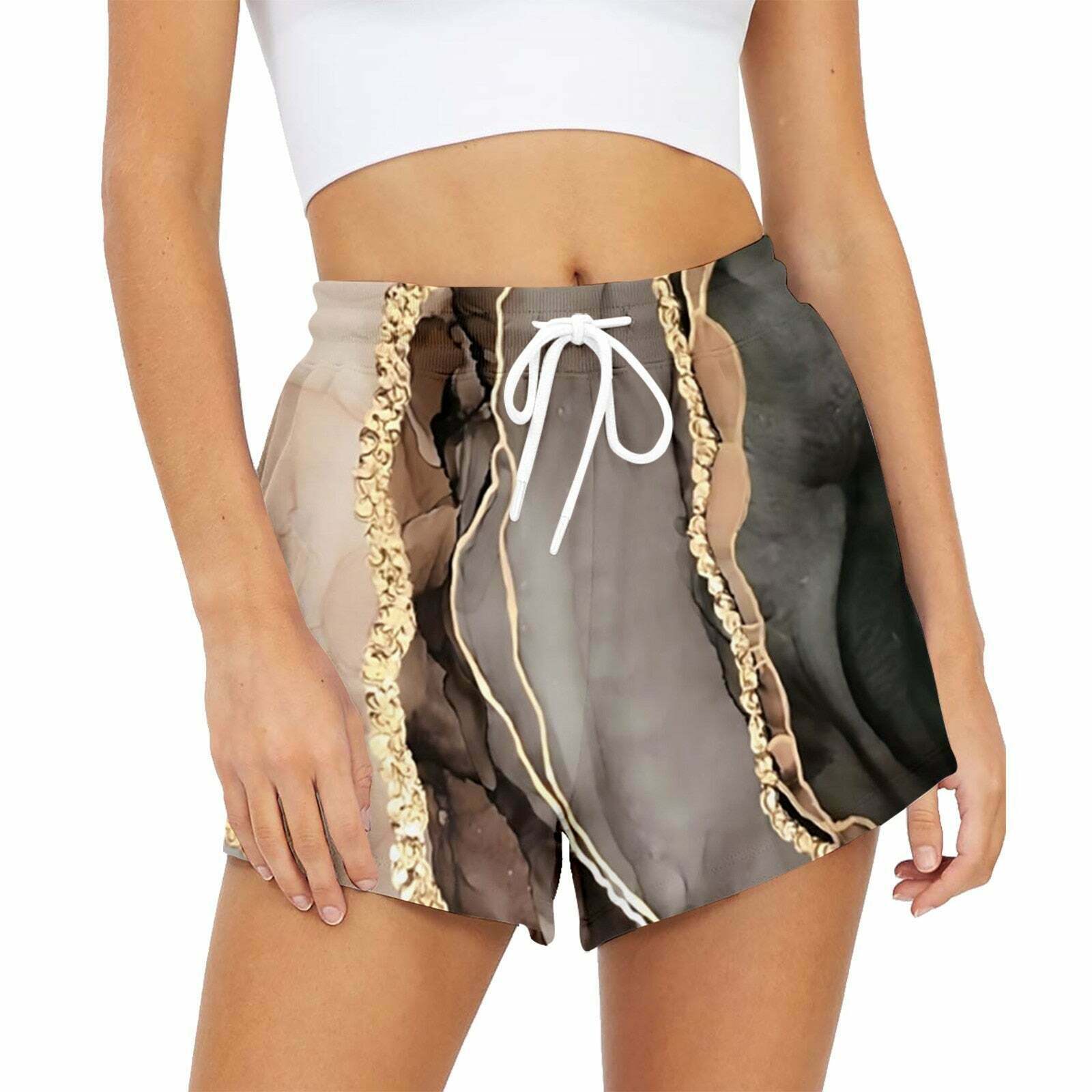 Hand-Painted Y2K Aesthetic Slim Fit Cargo Shorts for Grunge and Coquette Styles