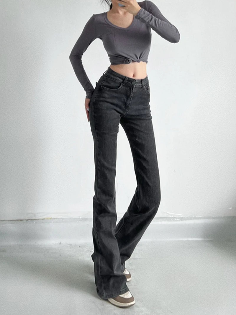 Heart Pocket Flare Jeans: Y2K-Inspired Wide Leg Denim for Effortless Summer Style