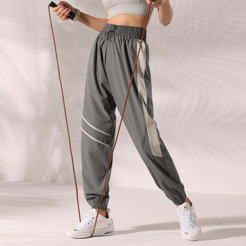 Irregular Print Y2K High Waist Jogger Pants - Comfy Grunge Aesthetic Harem Style