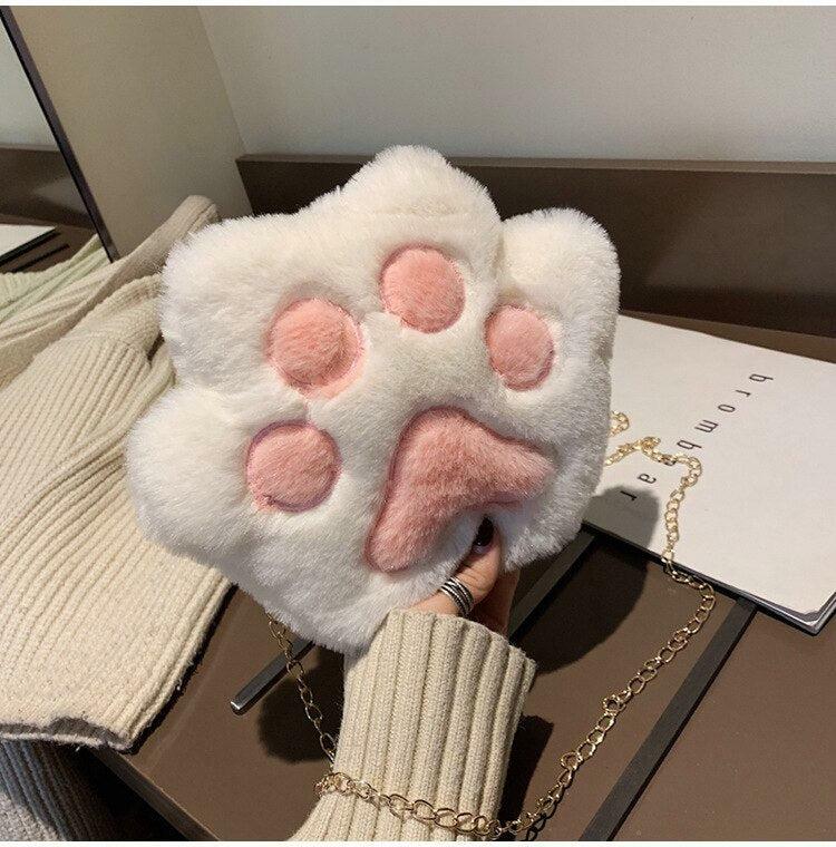 Kawaii Plush Paw Crossbody Bag - Y2K Aesthetic Cute Accessory for Summer Outfits & Festivals