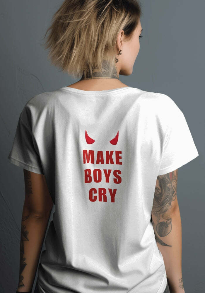 Make Boys Cry Y2K Graphic Tee - Trendy 90s Aesthetic Top for Effortless Summer Style