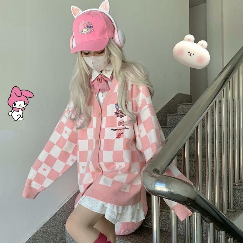 My Melody Y2K-Inspired Buttoned Pink Cardigan for Trendy Summer Outfits