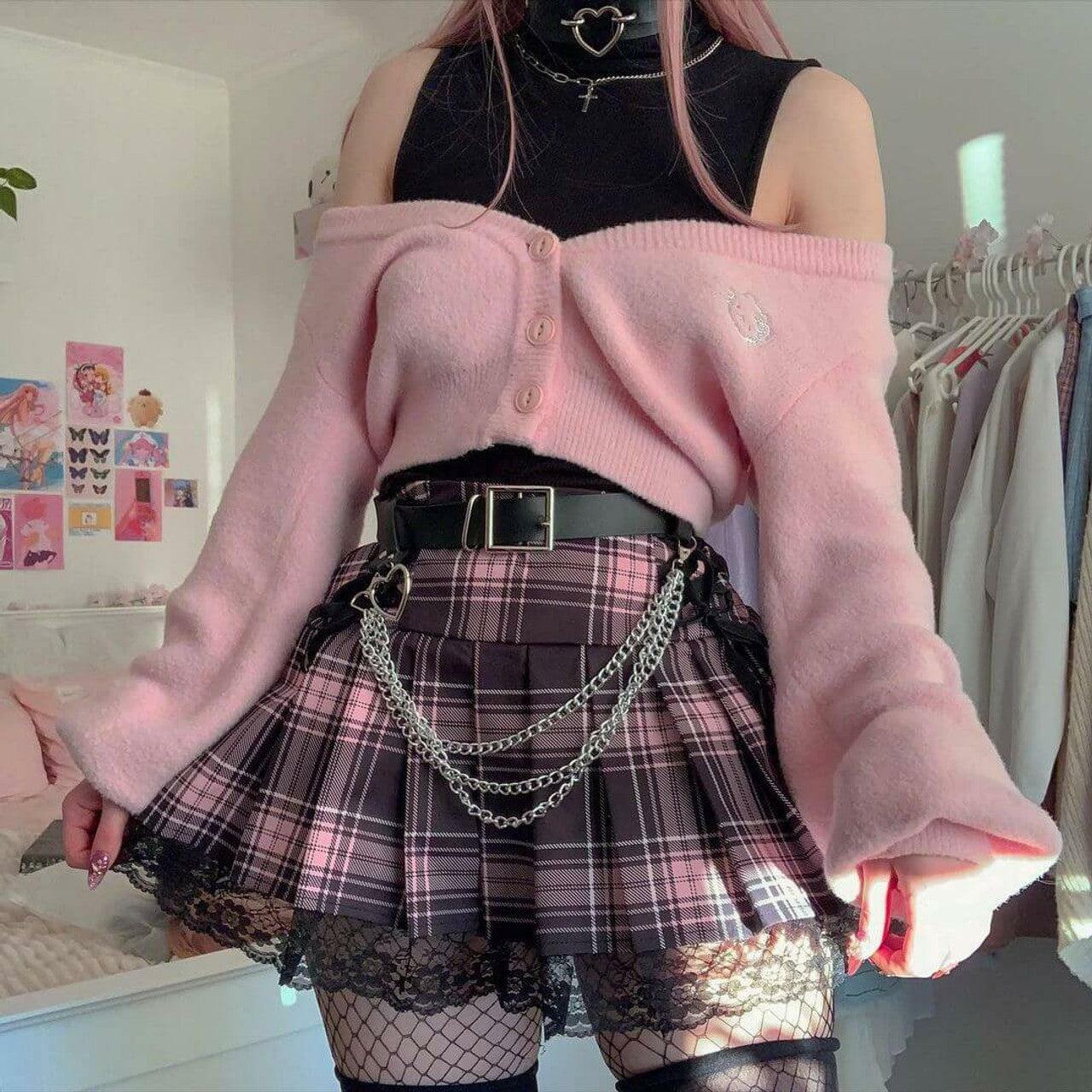 Pastel Goth Pleated Mini Skirt - Y2K Aesthetic, Grunge Style, and Cute Summer Outfit Essential