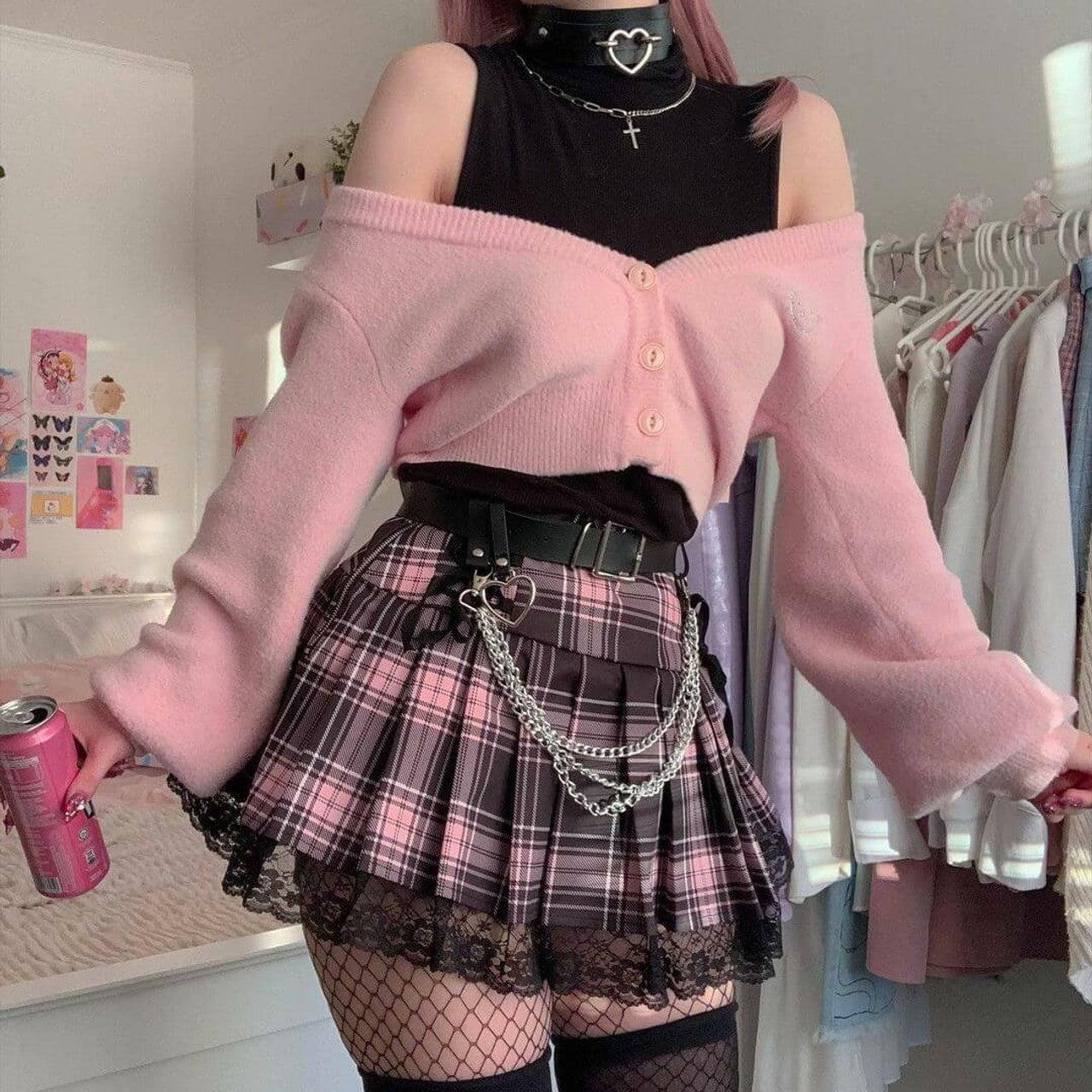 Pastel Goth Pleated Mini Skirt - Y2K Aesthetic, Grunge Style, and Cute Summer Outfit Essential