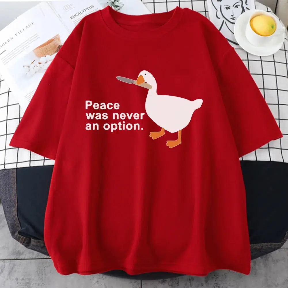 Peace Was Never An Option Y2K Graphic Tee - Trendy Grunge Aesthetic Summer Outfit