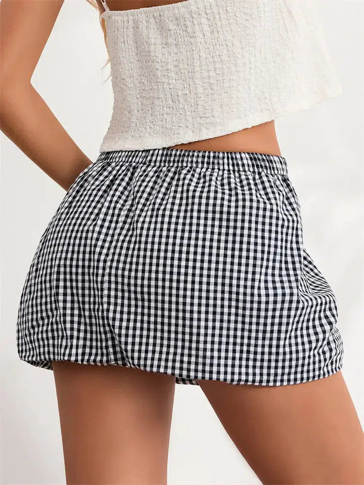 Plaid Y2K Bubble Mini Skirt - Trendy 90s Fashion Statement for Summer Outfits