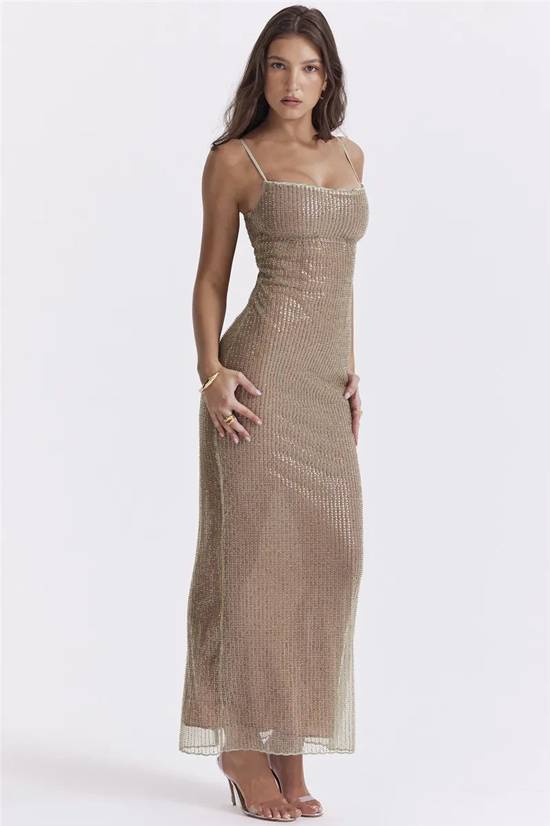 Sparkle Sequined Y2K Maxi Dress for Glamorous Summer Nights and Special Occasions